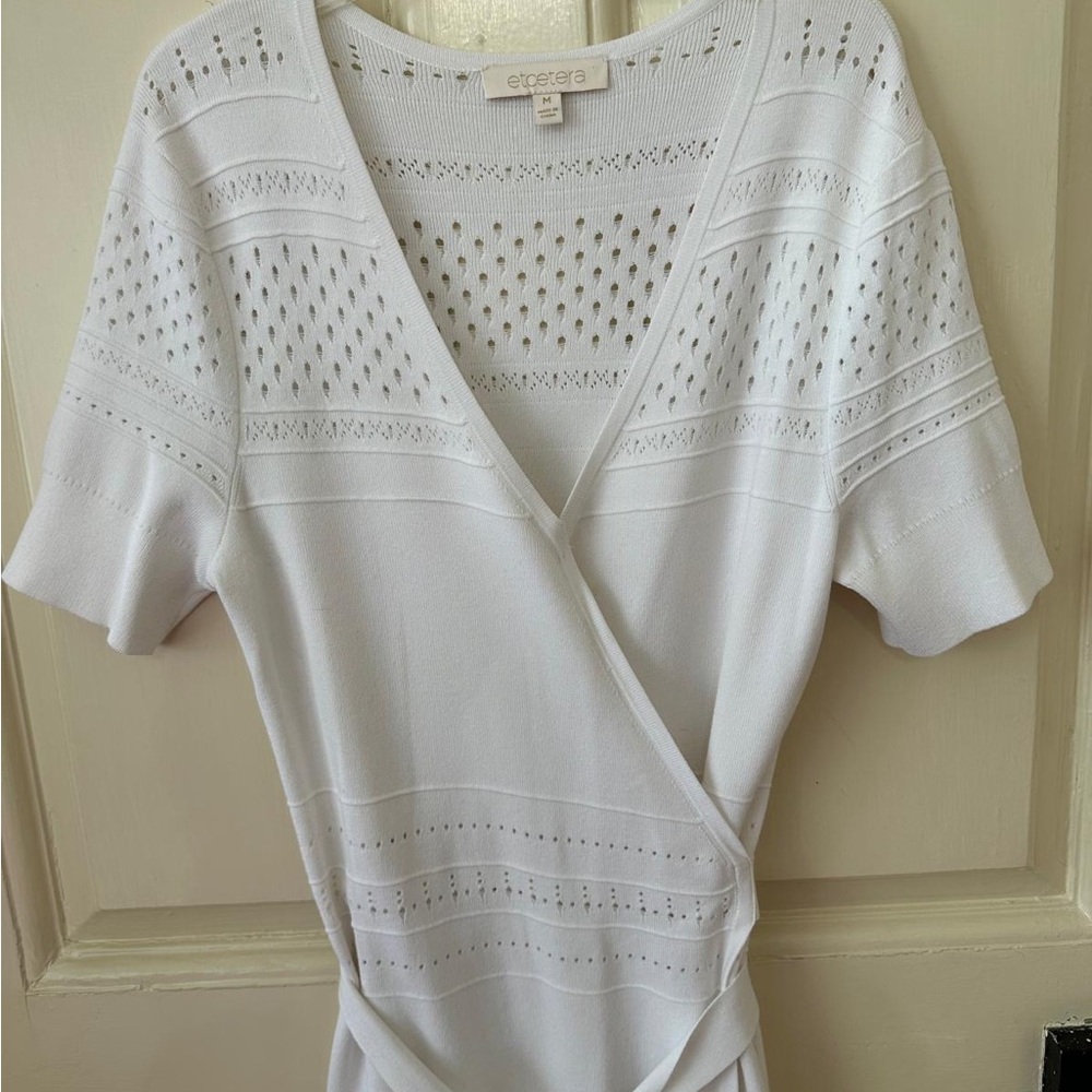 White cotton knit dress worn once wrap style